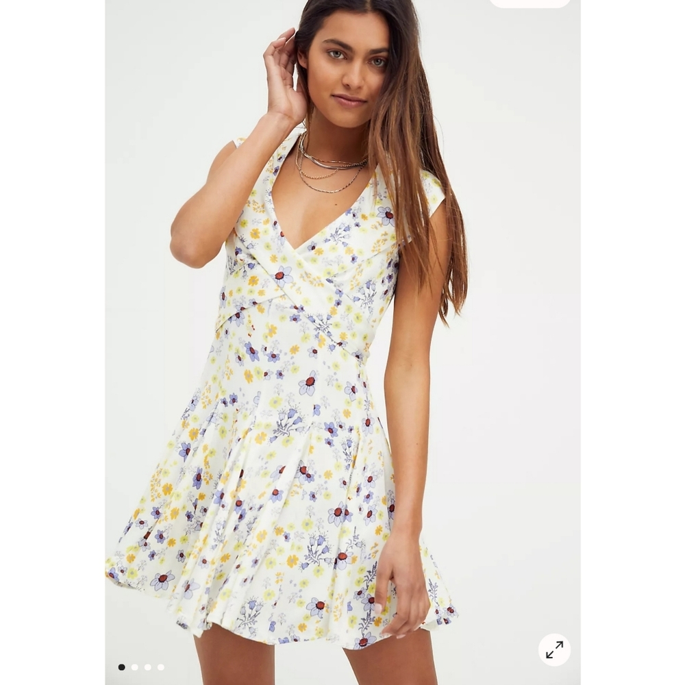 NWT Free People It Takes Two Wrap Dress in Ivory Combo
